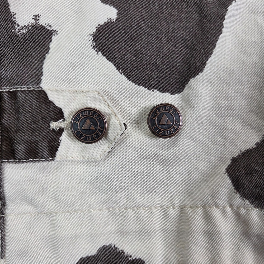 Vtg Liz Wear Cow‎ Print Zip Vest Cowgirl Western Rodeo Zip Up Y2K Pockets Medium - Picture 6 of 10